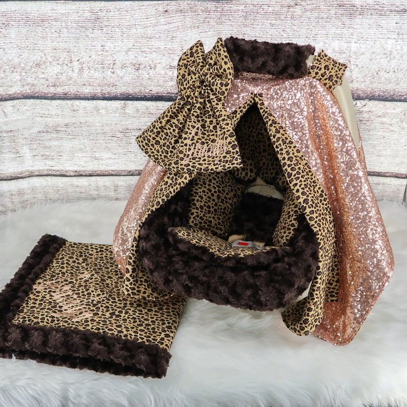 Baby Car Seat Cover Baby Headrest Cushion Set Rose Gold Etsy