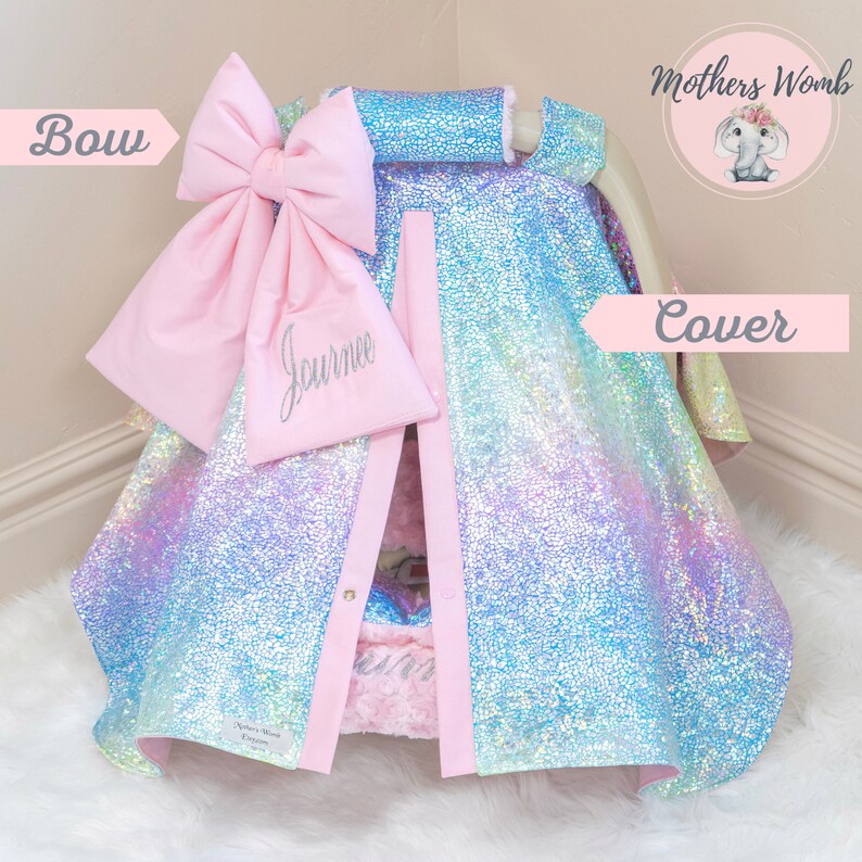 Holographic Rainbow Baby Girl Car Seat Accessories Rainbow Etsy