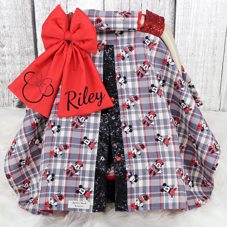 Baby Headrest Cushion Baby Car Seat Bundle Set Red /& Black Plaid Mickey n Minnie Mouse Baby Car Seat Cover Personalized baby Blanket