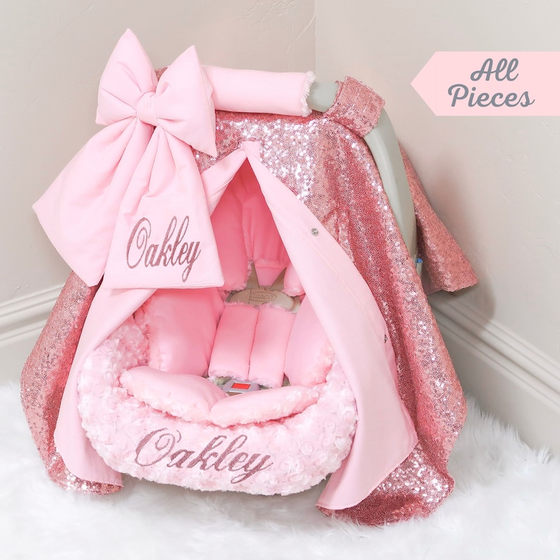 Pink Sparkle Baby Girl Car Seat Accessories Pink Sparkle Etsy