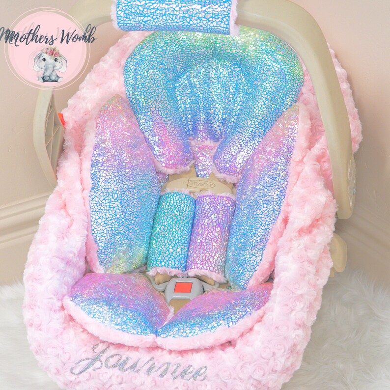 Holographic Rainbow Baby Girl Car Seat Accessories Rainbow Etsy