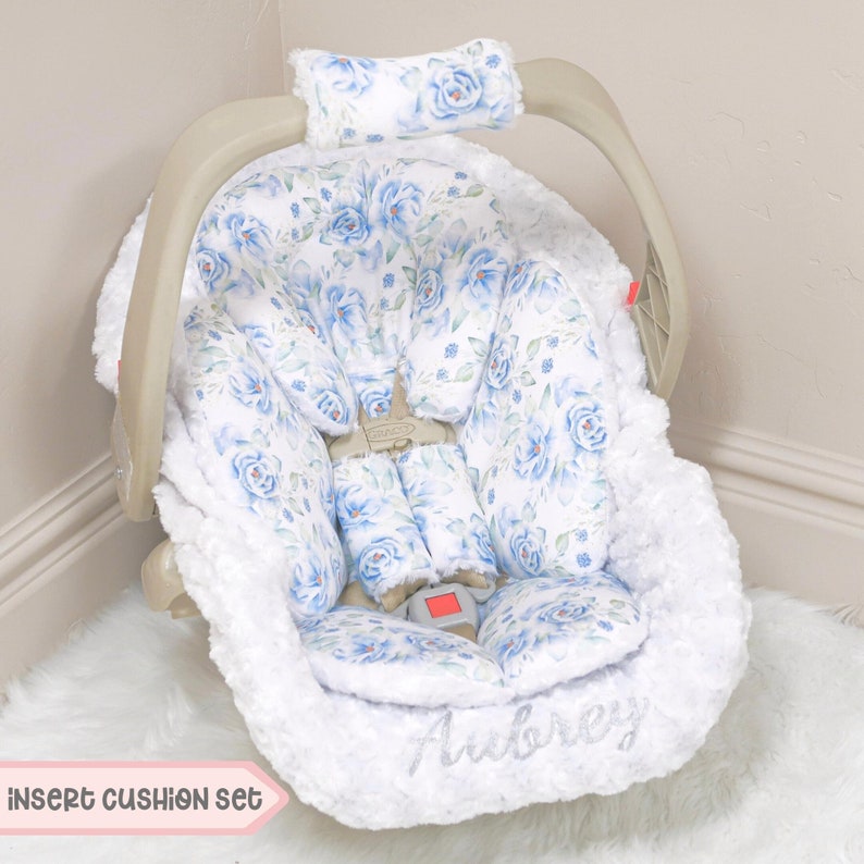 Blue Roses Baby Girl Car Seat Accessories Silver Etsy