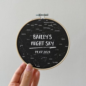 Cadre personnalisé en toile de coton imprimé Star Map | Le jour de votre naissance Carte des étoiles | Cadeau d’anniversaire | Carte Baby Star | Décorations de pépinière