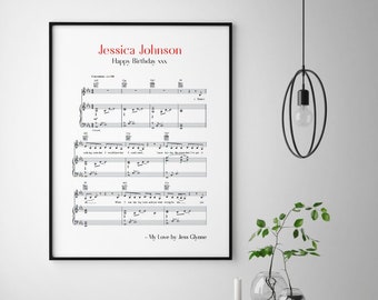 Personalised Favourite Song Music Sheet Notes Print