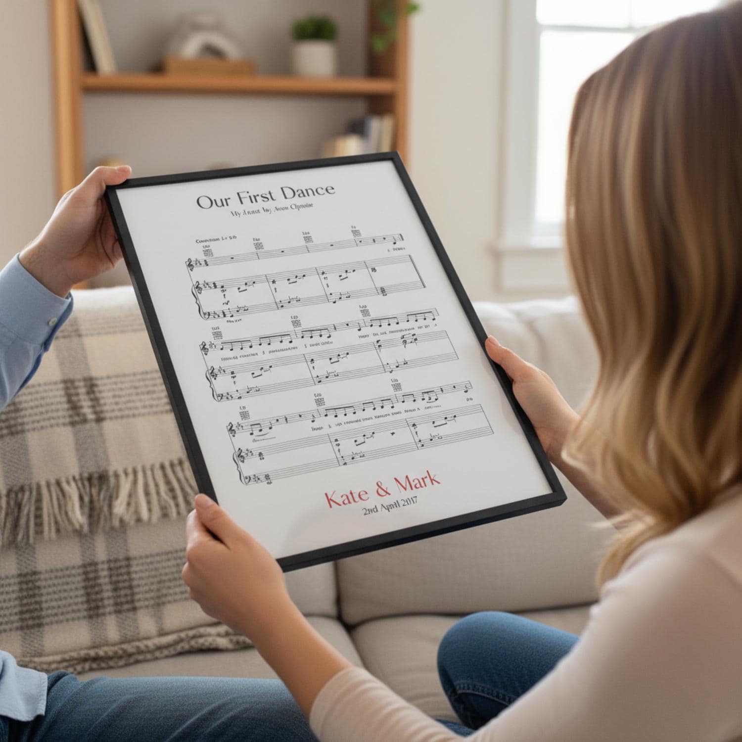 Personalised Song Sheet Music Notes Lyrics Print 1st, 2nd Anniversary, Wedding, First Dance, Couple Gift Unframed, Framed Or Canvas