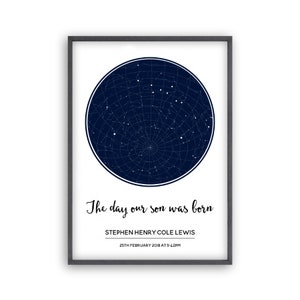 Personalised Day You Were Born Stars Print | Your Birthday Stars | Unframed Or Framed