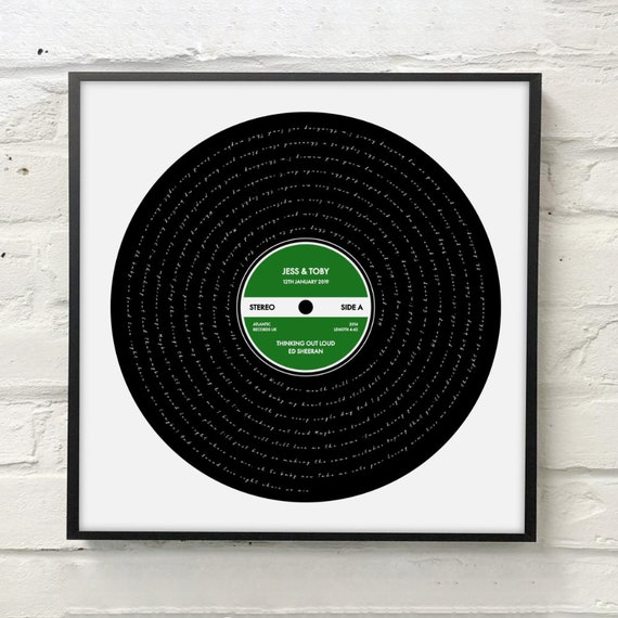 Personalized Song Lyrics Vinyl Record Print