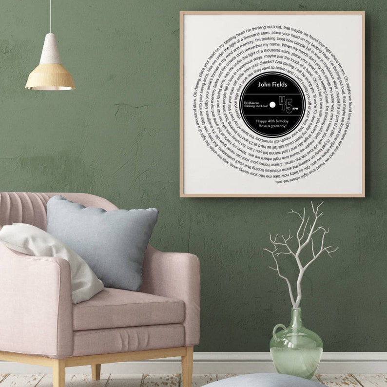 Personalised Favourite Song Lyrics Vinyl Record Print Etsy