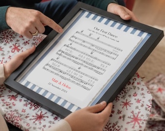 Custom Song Sheet Music Gift | Bespoke Float Mount Frame Option | 1st, 2nd Wedding Anniversary Gift