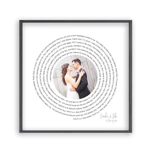 Personalised Song Lyrics And Photo Print | Couples, Wedding, Anniversary Gift | Song Lyrics Poster | Custom Lyric Gift | Unframed Or Framed