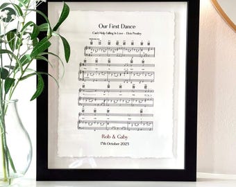Cotton 2nd Anniversary Song Music Sheet Gift, Sustainable Cotton Paper Second Year Anniversary Gift | 2nd Year Marriage Anniversary