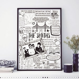 The Smiths Lyric Album Sketch Print | Framed or Unframed | Doodle Fan Poster Art | Gift For Music Lovers, Birthday, Christmas