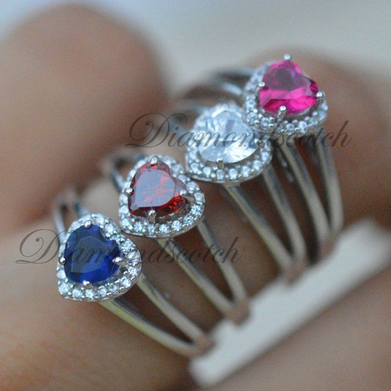 WFF 925 Sterling Silver Three Stone CZ Diamond Eternity Wedding Engagement Ring
