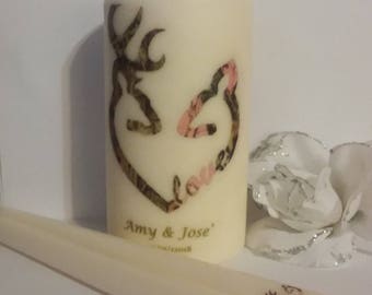 Buck and Doe Camo Wedding Unity Candle, unity candle set, Wedding gift, personalized wedding gift for couple, unity ceremony