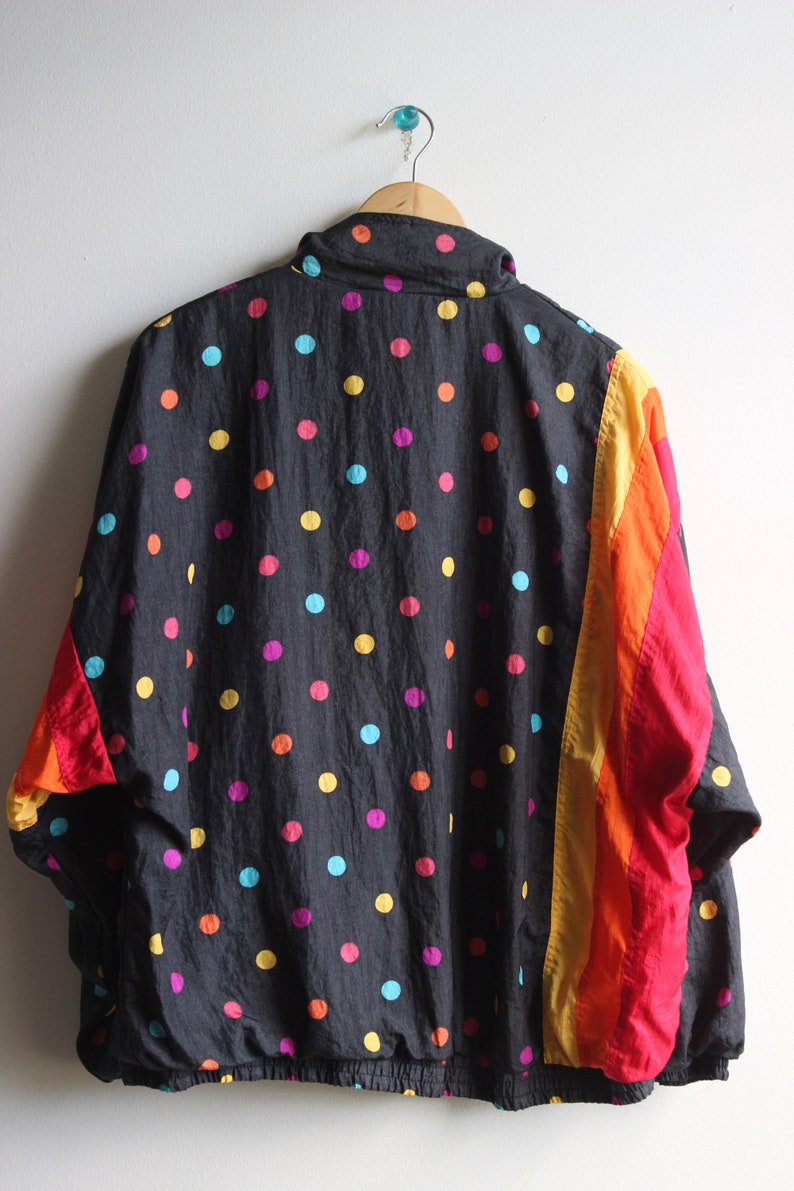 striped jacket warmup jacket rainbow polka dot jacket AVIAT SPORTIF JACKET \\\\ vintage nylon jacket women/'s large stained lining