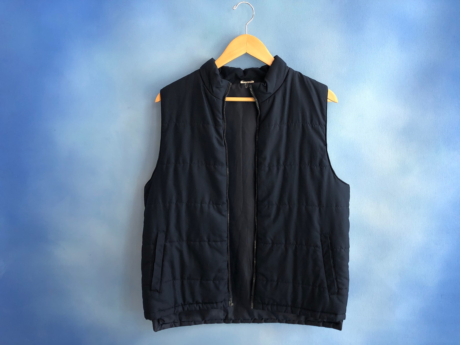 Vintage UNISEX BLUE VEST lightweight nylon blue vest Etsy