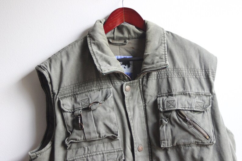 see measurements no tag size 80s vest HEAVY ARMY VEST \\\\ today/'s news brand 80s army vest pockets heavy hunting vest army vest