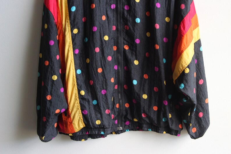 striped jacket warmup jacket rainbow polka dot jacket AVIAT SPORTIF JACKET \\\\ vintage nylon jacket women/'s large stained lining