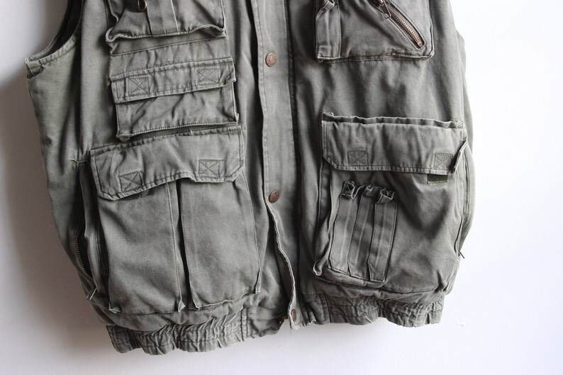 see measurements no tag size 80s vest HEAVY ARMY VEST \\\\ today/'s news brand 80s army vest pockets heavy hunting vest army vest