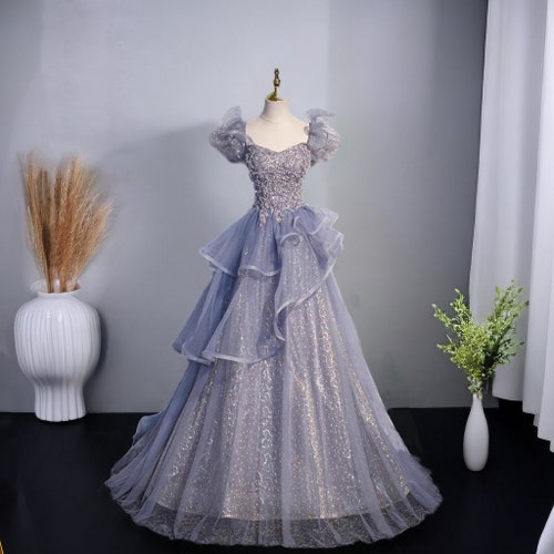 Robe de bal violette super fée, Robe de soirée style palace, Robe de princesse, Robe de danse lycée, Bal de remise des diplômes, Robe scintillante