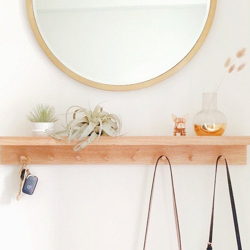 Hallway Shelf Wall Mount Coat Rack Storage Entryway Hallway Shelf Wall Mount Coat Rack, Coat Hook Rack With Shelf And Mirror