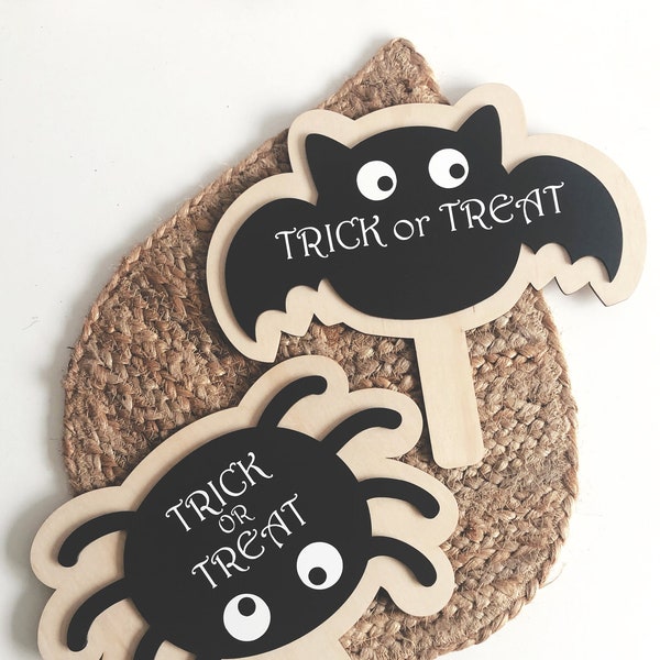 Trick or treat teken - Halloween Prop, Halloween decor, Halloween decoraties, Halloween Spider, Halloween Bat, Halloween Sign voor kinderen