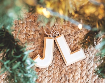 White Christmas Ornaments (Initial/ Alphabet)- Letter Christmas Ornament, White Alphabet Ornament, Scandi Christmas Ornament