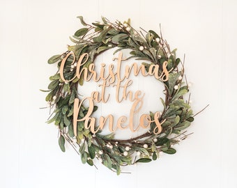 Personalised Christmas Front Door Wreath Sign (no wreath)  - Front Door Sign, Christmas wreath sign, Merry Christmas Sign, Holiday Decor