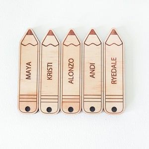 Personalised Wooden Pencil Bag Tag Pencil bag tag, Kids bag tag, Name tag, Keychain, School Accessories, Backpack tags, Custom Tags image 1