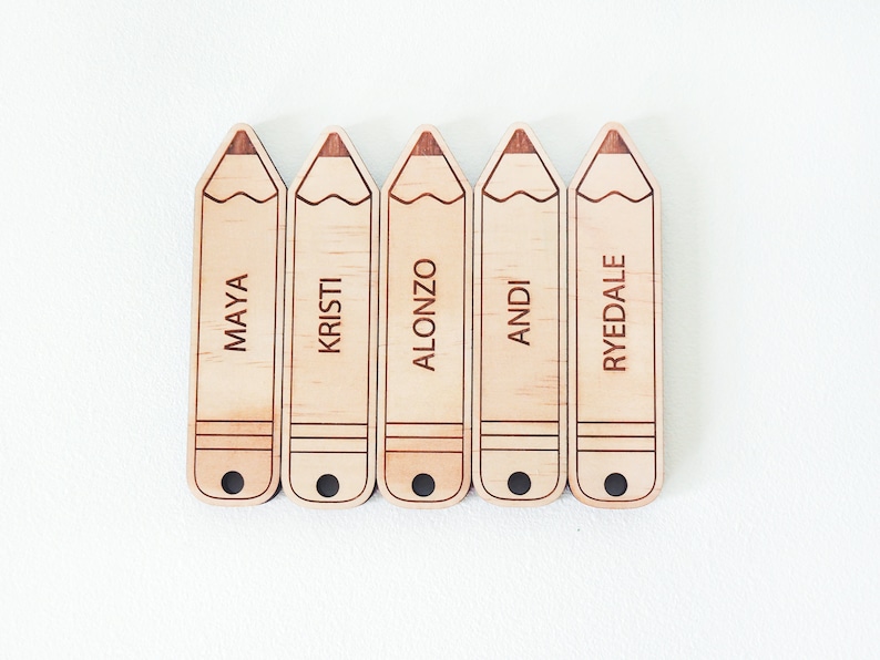 Personalised Wooden Pencil Bag Tag Pencil bag tag, Kids bag tag, Name tag, Keychain, School Accessories, Backpack tags, Custom Tags image 1