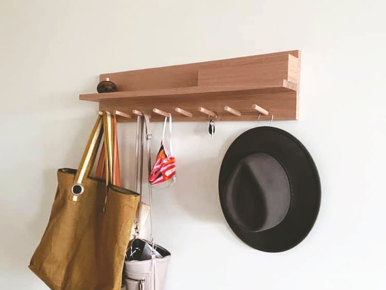 Coat Rack Entryway Organiser with mail holder Entryway Organization, Wall Mount Coat Rack With Shelf, Mail Organizer, Housewarming gift image 2