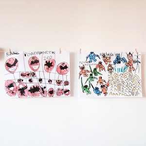 Kinder Kunst Hänger (Kiefernholz, 1 Set nur) - Holz Kunst Arbeit Aufhänger, Kinder Wand Kunst Hänger, Look what I made Schild, Schraube an der Wand