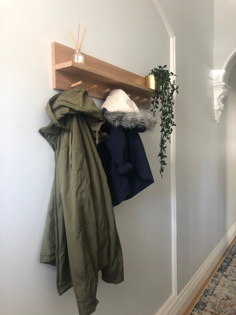 Coat Rack Entryway Organiser with mail holder Entryway Organization, Wall Mount Coat Rack With Shelf, Mail Organizer, Housewarming gift image 3