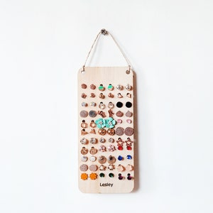 Mini-muuroorbelhouder - Gepersonaliseerd cadeau, Travel Earring-organizer, oorbeldisplay, houten oorbelopslag, stud-houder, oorbelrek