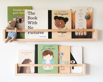 Wall Bookshelf for Children (flat peg, pine wood, 1 piece only) -  kids bookshelf, nursery room decor, nursery bookshelf, floating bookshelf