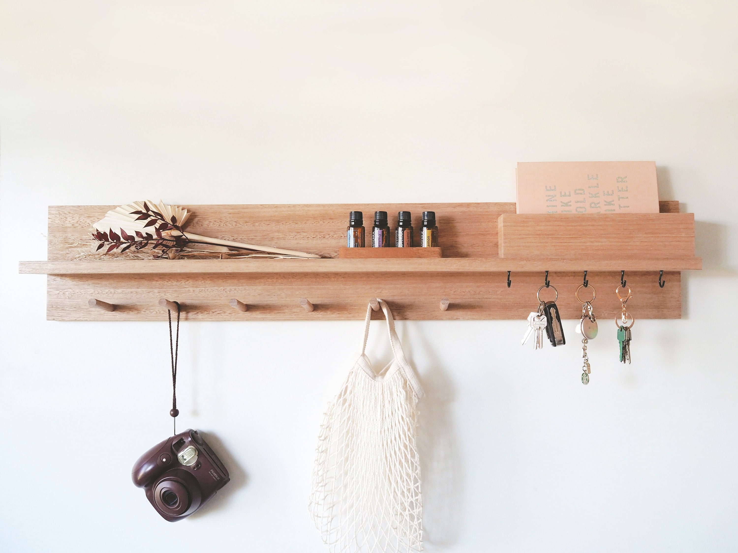 Entryway Shelf With Hooks Etsy