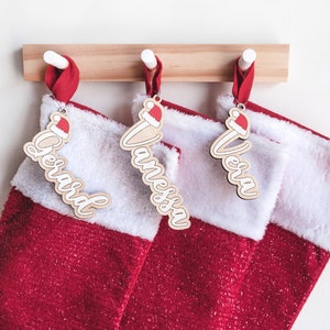 Christmas Stockings Name Tags Wooden Names for Stocking, Family  Personalized Stocking Tag Decor for Holidays, Rustic Chic item STS200 