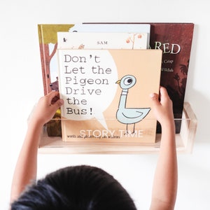 Personalised Clear Acrylic Montessori bookshelf (Deeper Shelf) - Gift for New baby, Acrylic floating bookshelf, toddler bookshelf wall,