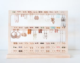 Présentoir de boucles d'oreilles (tout-en-un) - Porte-boucles d'oreilles en bois, présentoir à bijoux, présentoir à bijoux, organisateur de boucles d'oreilles, organisateur de bijoux