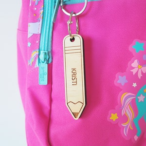 Personalised Wooden Pencil Bag Tag Pencil bag tag, Kids bag tag, Name tag, Keychain, School Accessories, Backpack tags, Custom Tags image 5