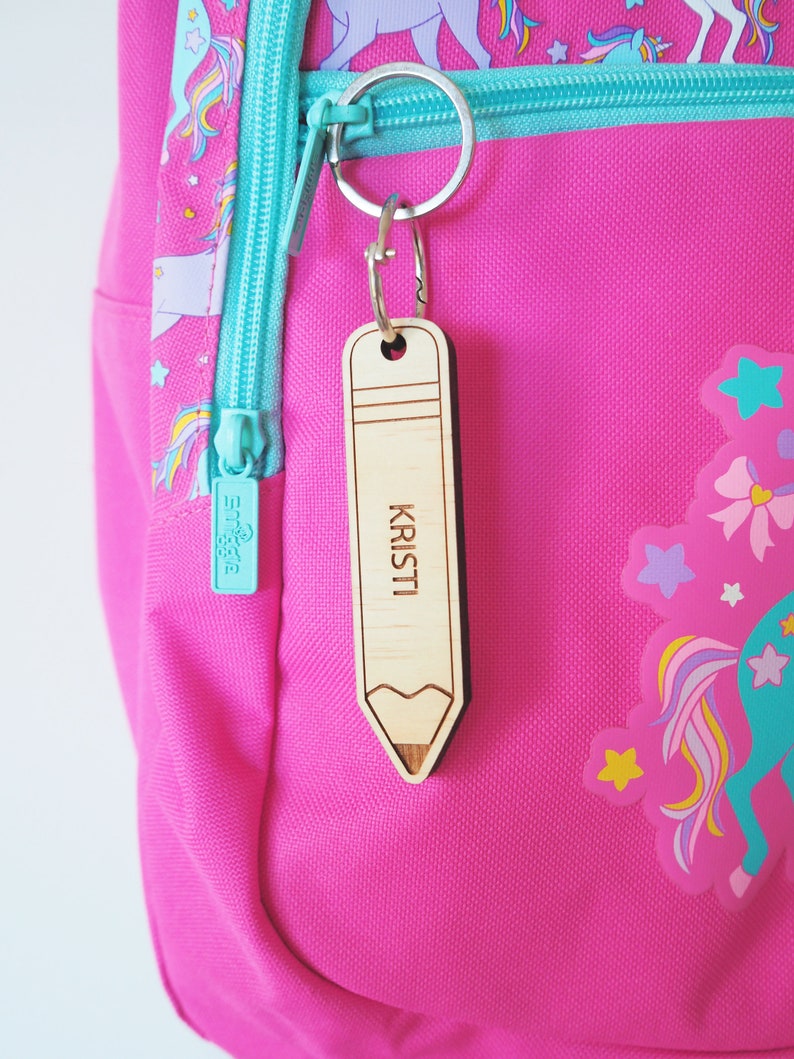 Personalised Wooden Pencil Bag Tag Pencil bag tag, Kids bag tag, Name tag, Keychain, School Accessories, Backpack tags, Custom Tags image 5