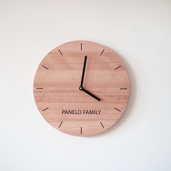 Personalised Wall Clock - Wooden Wall Clock, Housewarming Gift, Personalised Wedding Gift, Minimalist wooden clock, personalised gift