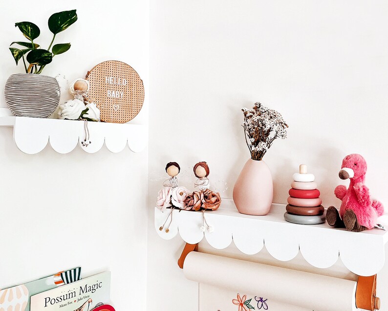 Floating scallop Shelf Natural Wood Colour, Scallop Scallop Pattern, Ledge Shelf, Floating Ledge Shelf, Wood Shelf, Plant Shelf image 5