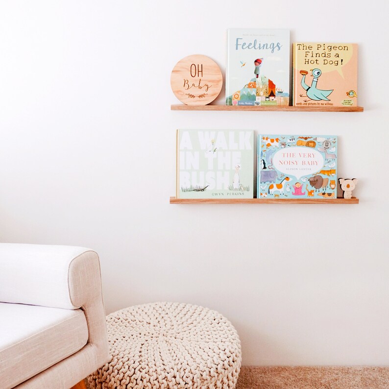 Minimalist Book Display Ledge Oak Kids Bookshelf Book Etsy