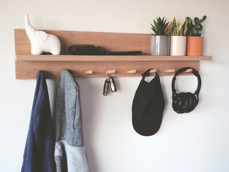 Coat rack entryway organizer 80cm no mail 8 or 6 pegs Etsy