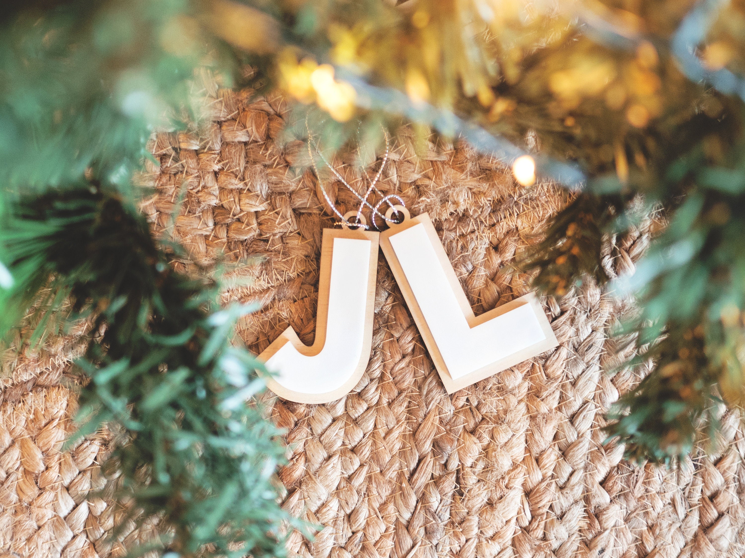 White Christmas Ornaments initial Alphabet Letter Christmas