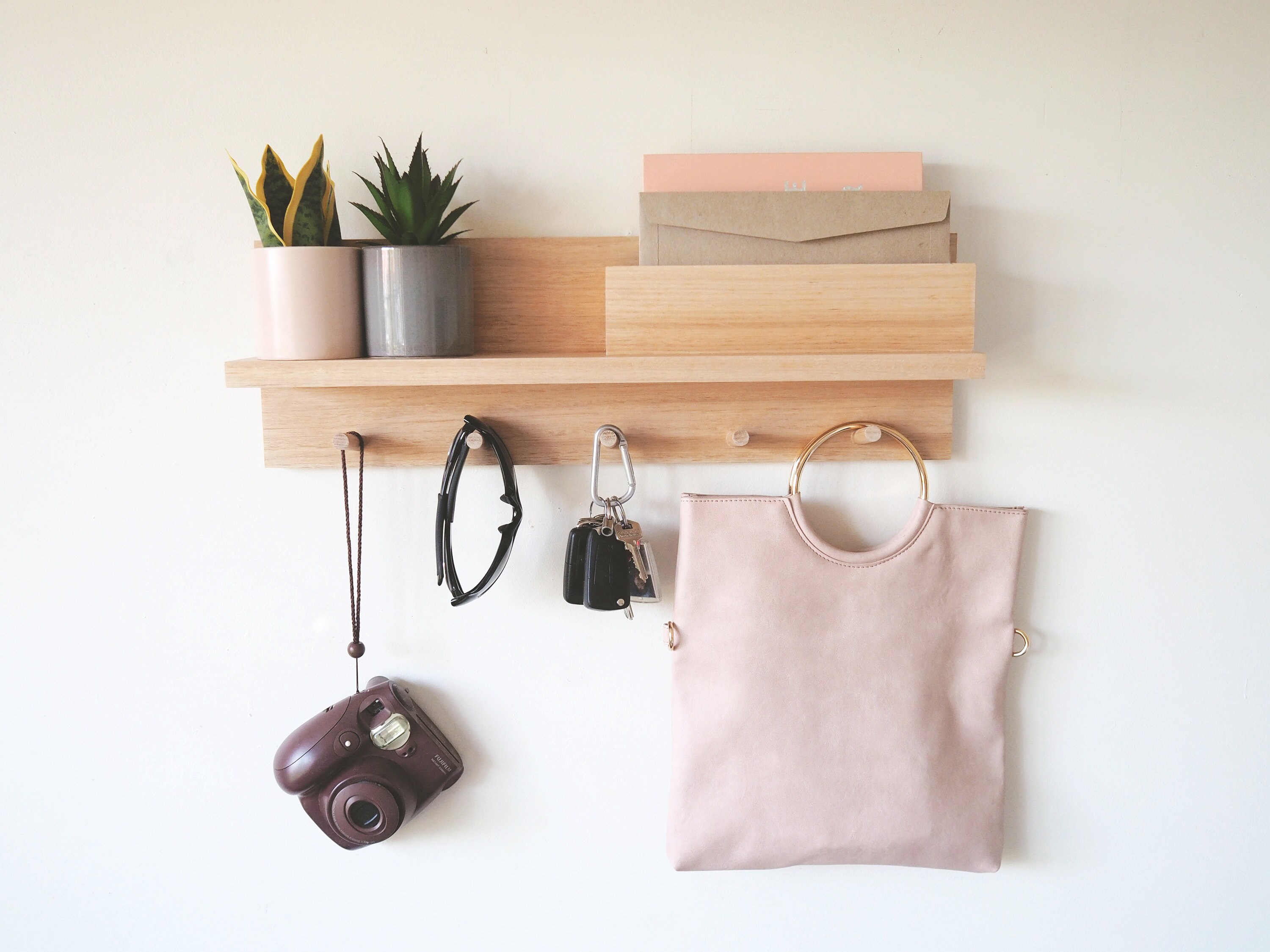 Fathers Day gift Coat rack entryway organiser 55cm Entryway shelf - Birthday gift Housewarming gift Tasmanian OakPine
