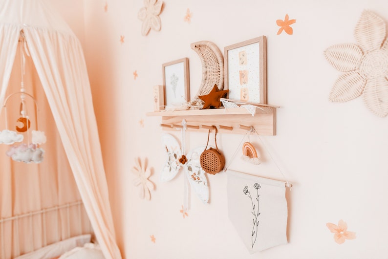 Wall Coat Rack with shelf Kids nursery shelf Peg rail Peg Etsy