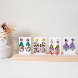 Earring Card Display Stand Earring card display stand, Earring display, craft show earring card holder, wooden earring stand image 1