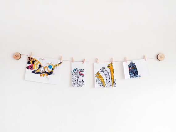 Kids Artwork Display Hangers 1 Set Look What I Made, Wooden Art Work Hanger,  Playroom Decor, Child Wall Art 